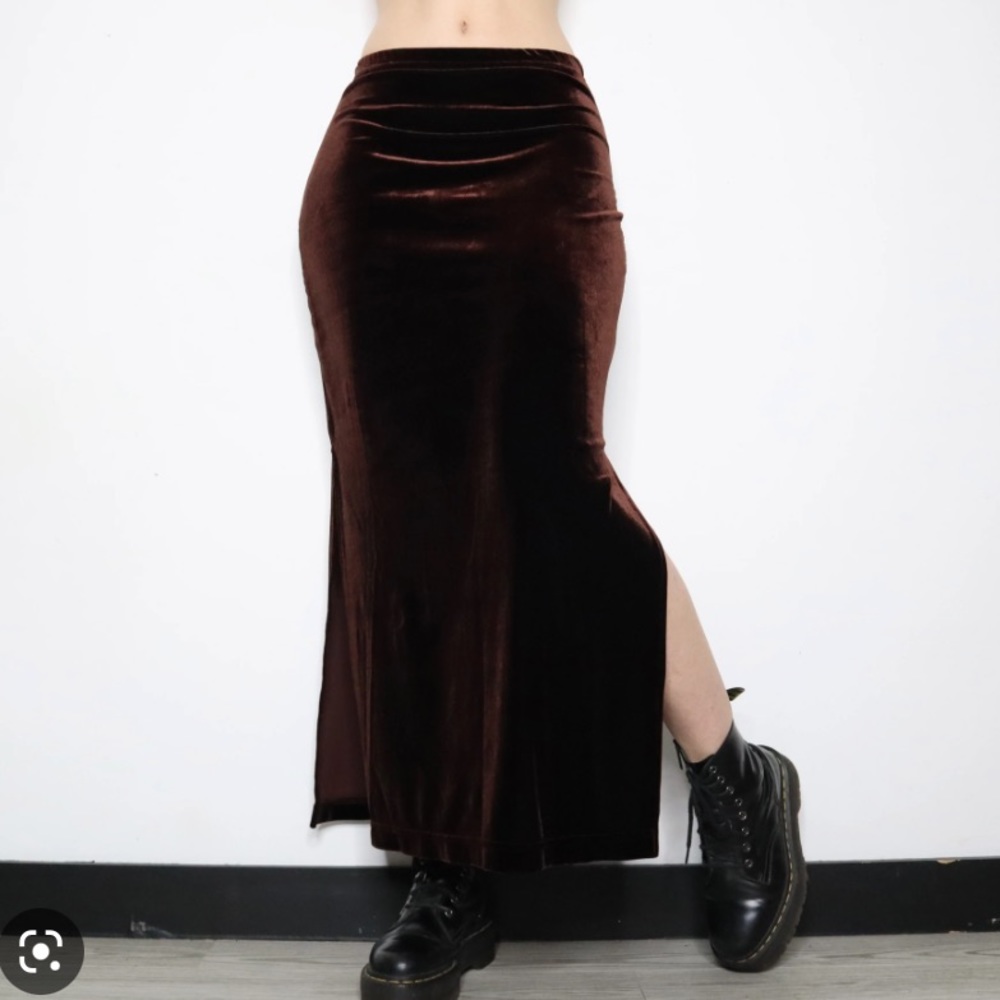 🤎brown velvet maxi skirt 🤎